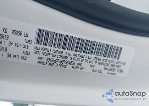 2009 Dodge Journey R/T z USA, uszkodzony, nr VIN 3D4GH67V09T554850